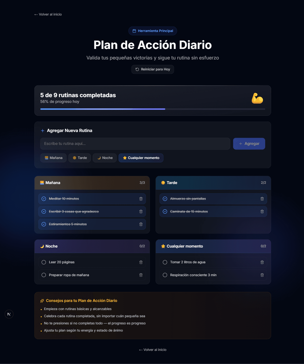 Plan de Acción Diario — Desktop